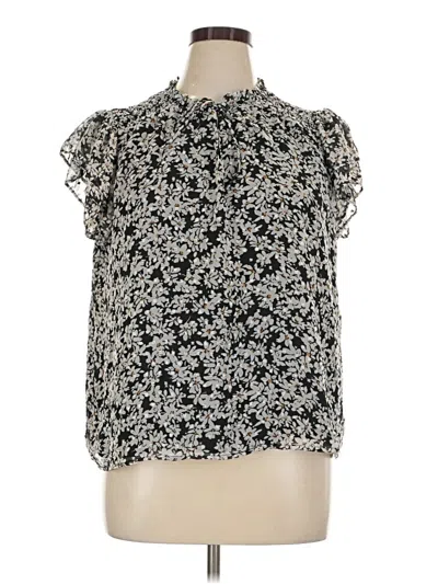 Pre-owned Cece Short Sleeve Blouse In Black