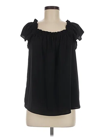 Pre-owned Cece Short Sleeve Blouse In Black