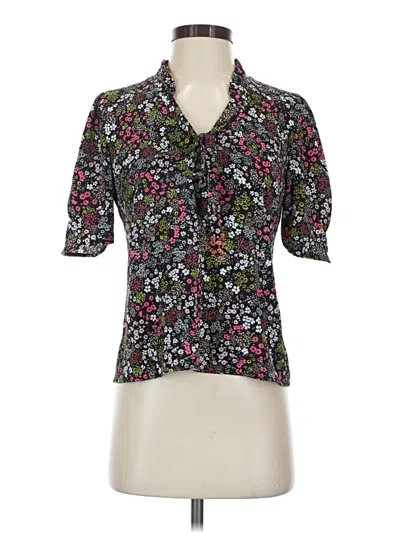 Pre-owned Cece Short Sleeve Blouse In Black