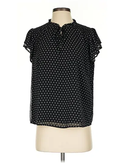 Pre-owned Cece Short Sleeve Blouse In Black