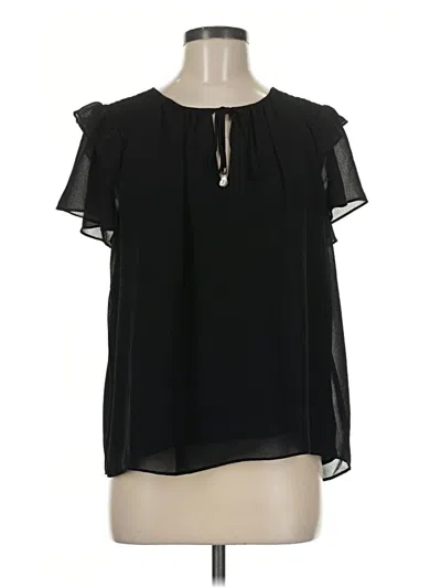 Pre-owned Cece Short Sleeve Blouse In Black