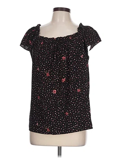Pre-owned Cece Short Sleeve Blouse In Black