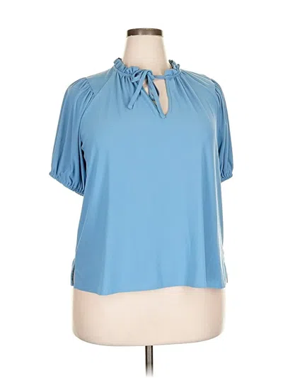 Pre-owned Cece Short Sleeve Blouse In Blue