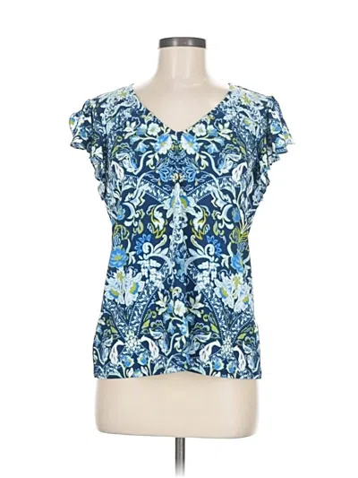 Pre-owned Cece Short Sleeve Blouse In Blue