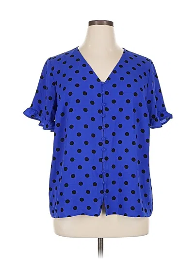 Pre-owned Cece Short Sleeve Blouse In Blue