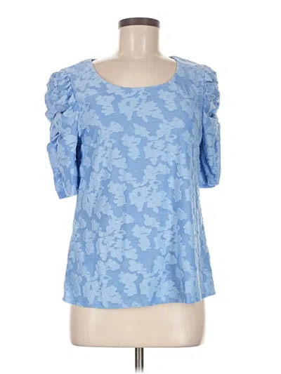 Pre-owned Cece Short Sleeve Blouse In Blue