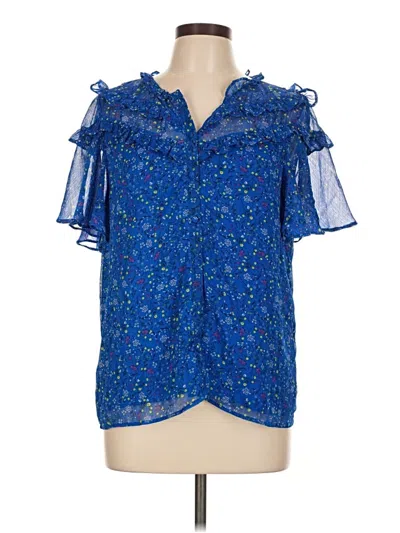 Pre-owned Cece Short Sleeve Blouse In Blue