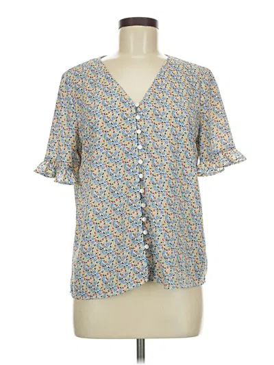 Pre-owned Cece Short Sleeve Blouse In Blue
