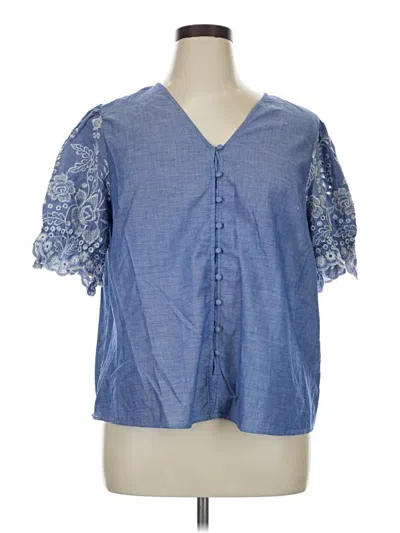 Pre-owned Cece Short Sleeve Blouse In Blue