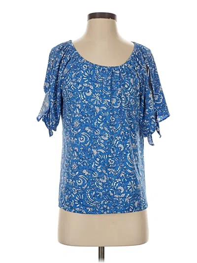 Pre-owned Cece Short Sleeve Blouse In Blue
