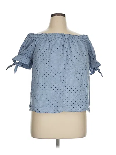Pre-owned Cece Short Sleeve Blouse In Blue