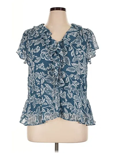 Pre-owned Cece Short Sleeve Blouse In Blue
