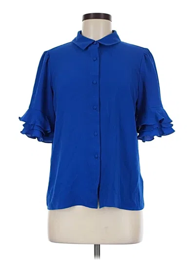 Pre-owned Cece Short Sleeve Blouse In Blue