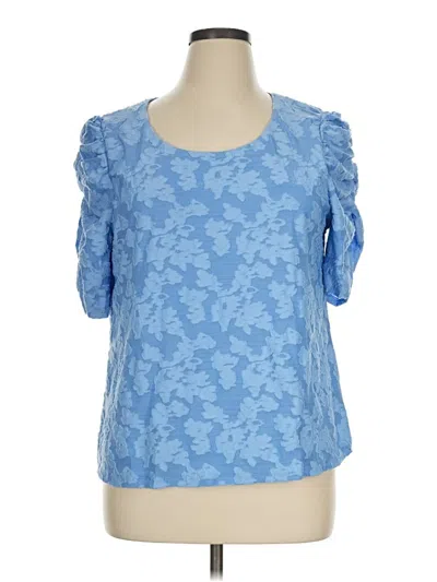 Pre-owned Cece Short Sleeve Blouse In Blue