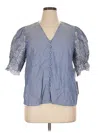 Cece Short Sleeve Blouse In Blue