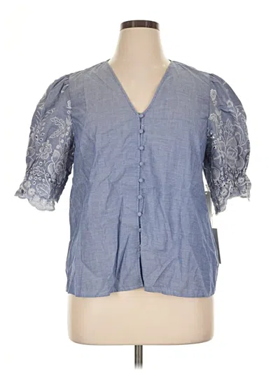 Cece Short Sleeve Blouse In Blue