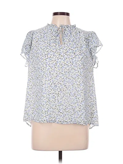 Pre-owned Cece Short Sleeve Blouse In Blue