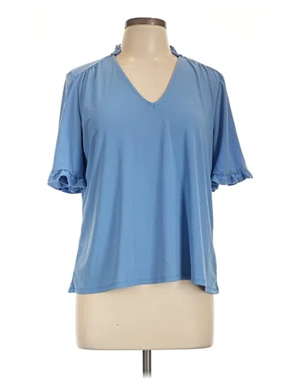 Pre-owned Cece Short Sleeve Blouse In Blue