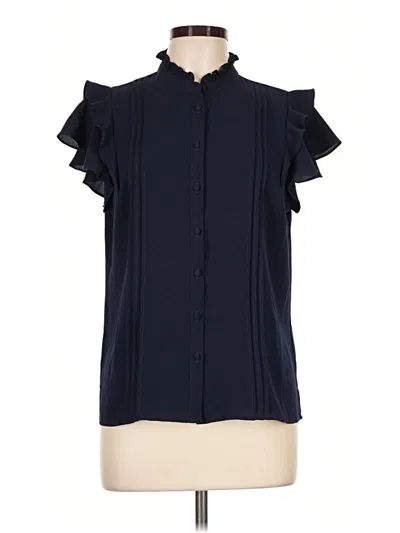 Pre-owned Cece Short Sleeve Blouse In Blue