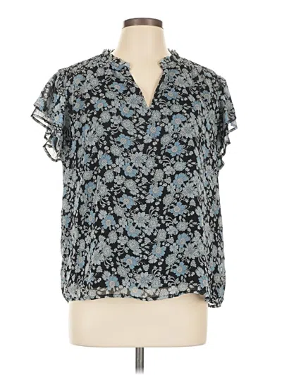 Pre-owned Cece Short Sleeve Blouse In Blue