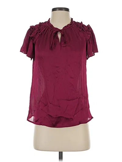 Pre-owned Cece Short Sleeve Blouse In Burgundy