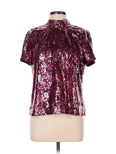 Pre-owned Cece Short Sleeve Blouse In Burgundy