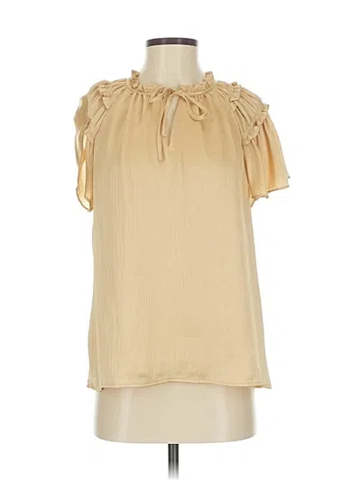 Pre-owned Cece Short Sleeve Blouse In Gold