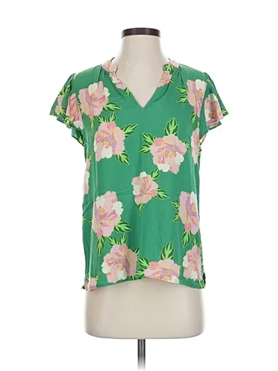 Pre-owned Cece Short Sleeve Blouse In Green