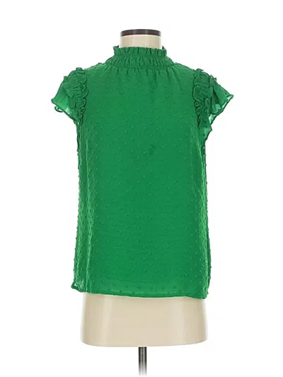 Pre-owned Cece Short Sleeve Blouse In Green
