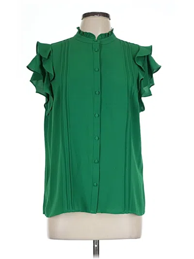 Pre-owned Cece Short Sleeve Blouse In Green