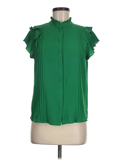 Pre-owned Cece Short Sleeve Blouse In Green