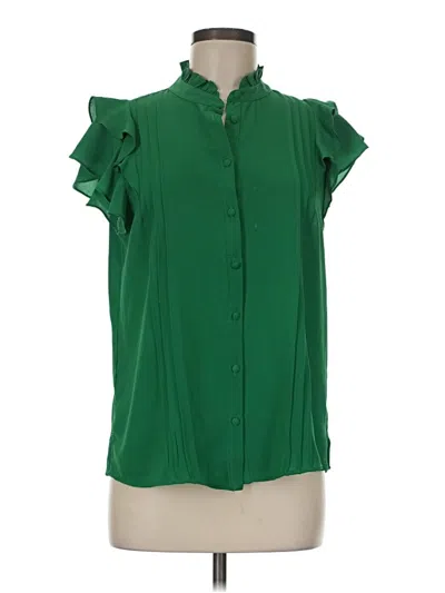 Pre-owned Cece Short Sleeve Blouse In Green