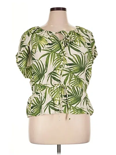 Pre-owned Cece Short Sleeve Blouse In Green