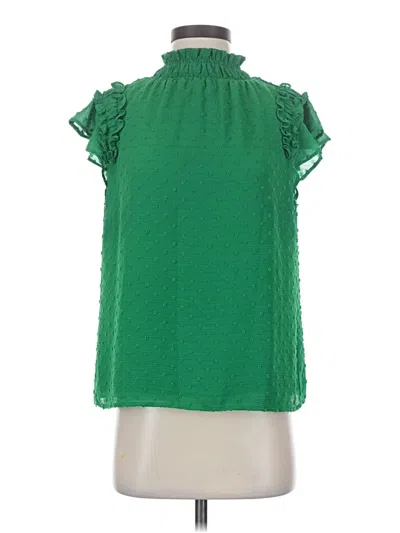 Pre-owned Cece Short Sleeve Blouse In Green
