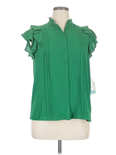 Pre-owned Cece Short Sleeve Blouse In Green