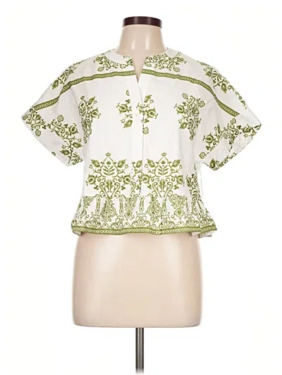 Pre-owned Cece Short Sleeve Blouse In Green