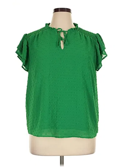 Pre-owned Cece Short Sleeve Blouse In Green