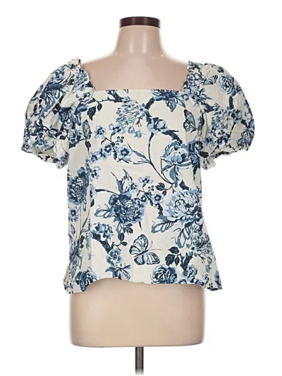 Pre-owned Cece Short Sleeve Blouse In Ivory
