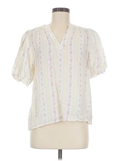 Pre-owned Cece Short Sleeve Blouse In Ivory