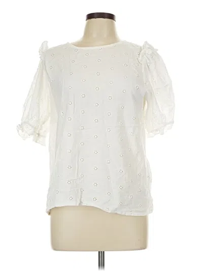 Pre-owned Cece Short Sleeve Blouse In Ivory