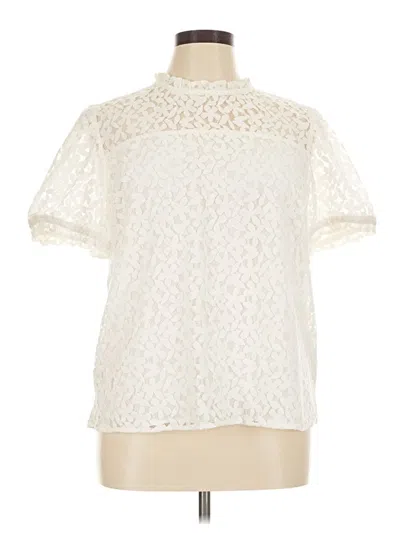 Pre-owned Cece Short Sleeve Blouse In Ivory