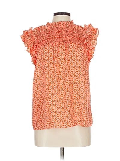 Pre-owned Cece Short Sleeve Blouse In Orange