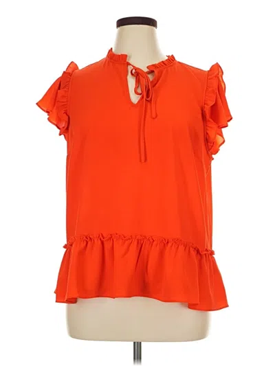 Pre-owned Cece Short Sleeve Blouse In Orange