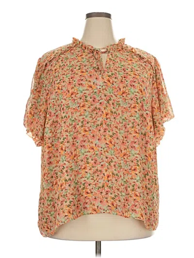 Pre-owned Cece Short Sleeve Blouse In Orange
