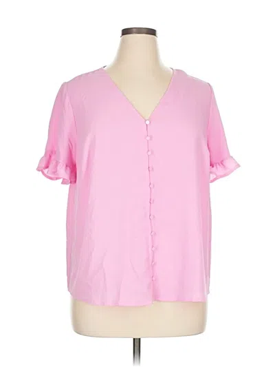 Pre-owned Cece Short Sleeve Blouse In Pink