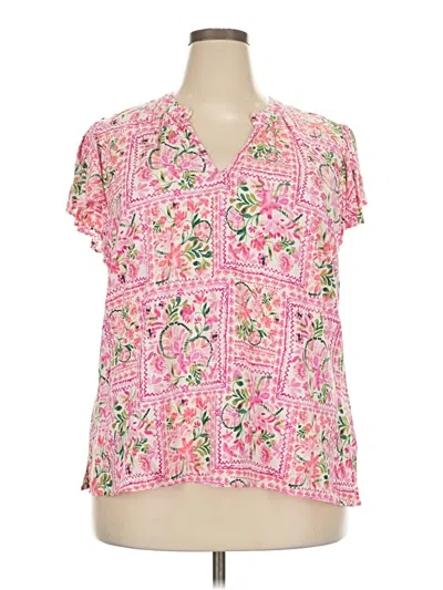 Pre-owned Cece Short Sleeve Blouse In Pink