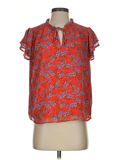 Pre-owned Cece Short Sleeve Blouse In Red