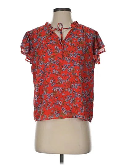 Pre-owned Cece Short Sleeve Blouse In Red