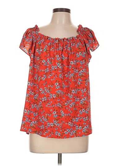 Pre-owned Cece Short Sleeve Blouse In Red
