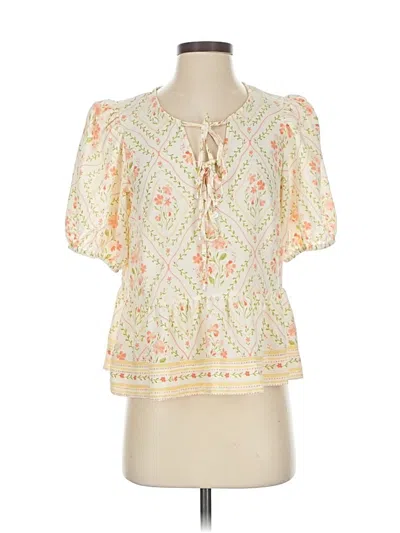 Pre-owned Cece Short Sleeve Blouse In White